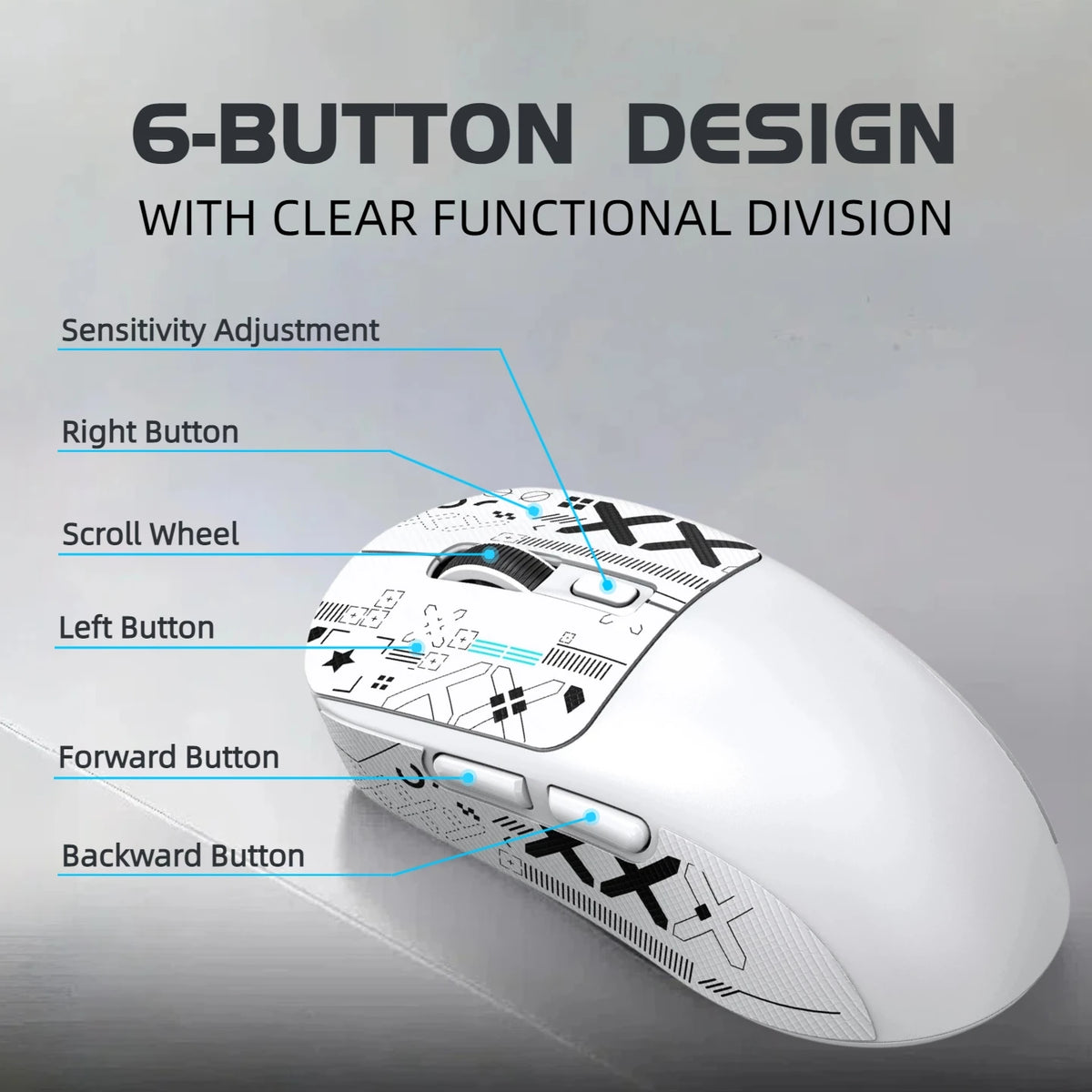 T-WOLF Tri-Mode Wireless Gaming Mouse 8000 DPI Rechargeable