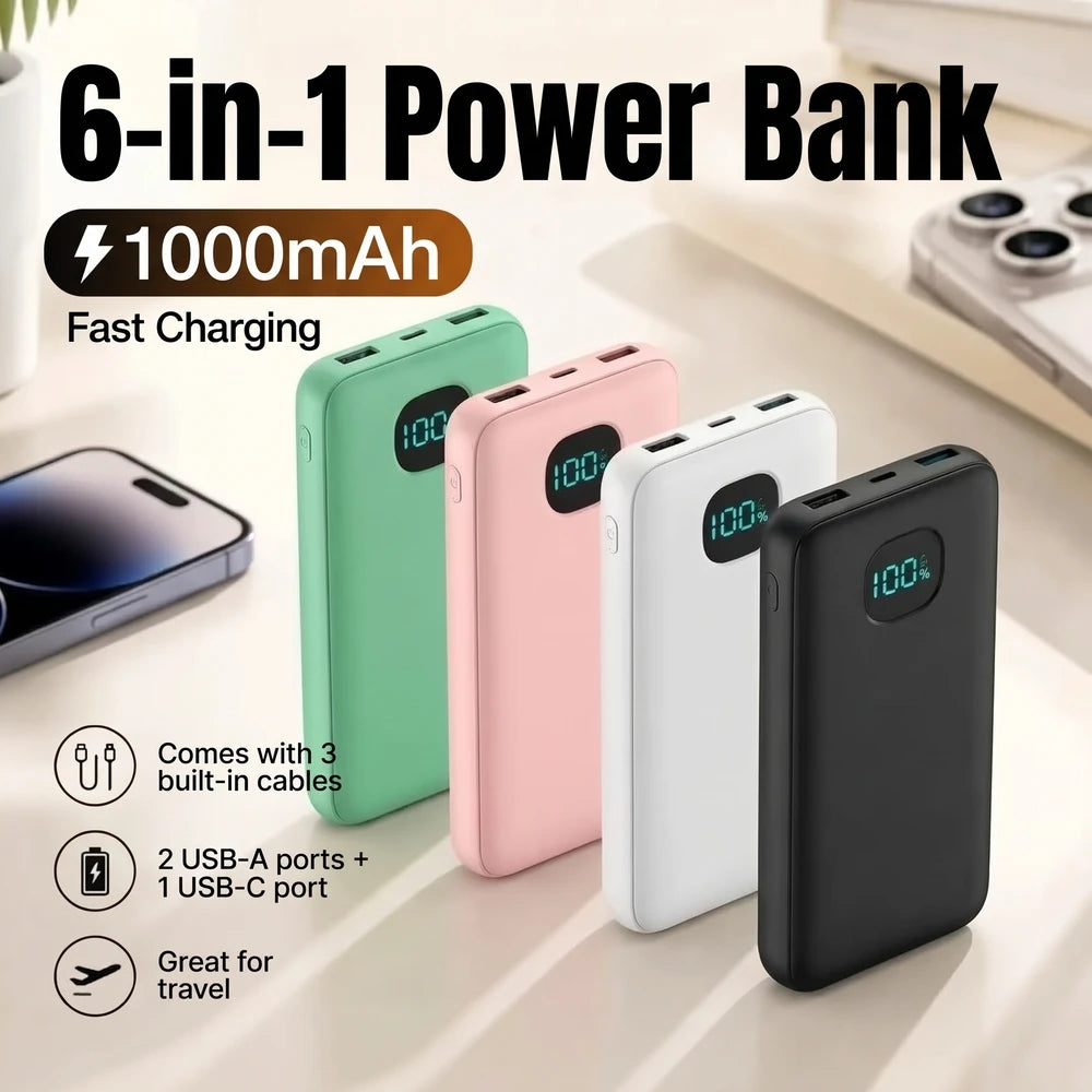 Chictree Power Bank With Built In Cables And Digital Display