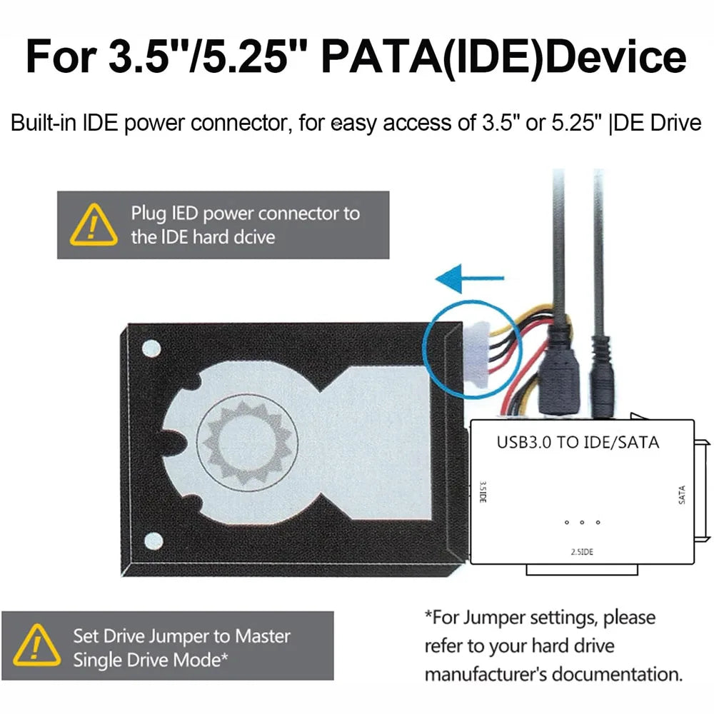 USB 3.0 IDE SATA Adapter For Hard Drive Data Transfer