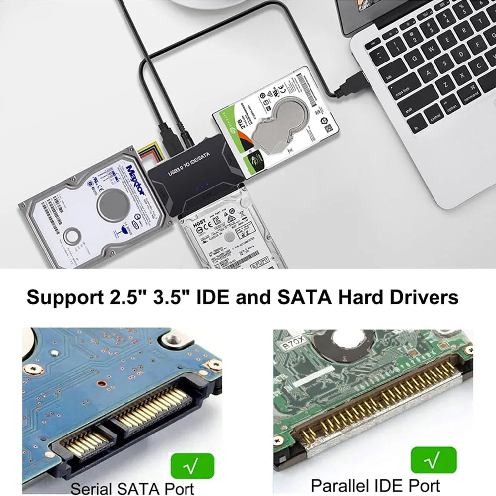 USB 3.0 IDE SATA Adapter For Hard Drive Data Transfer