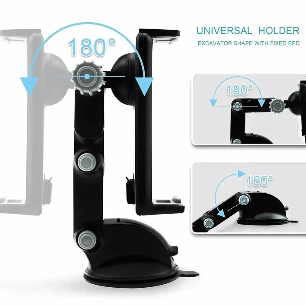 Universal Car Tablet Phone Mount Adjustable Suction Cup Windshield Dashboard Holder 360° Rotating Stand for Smartphone GPS
