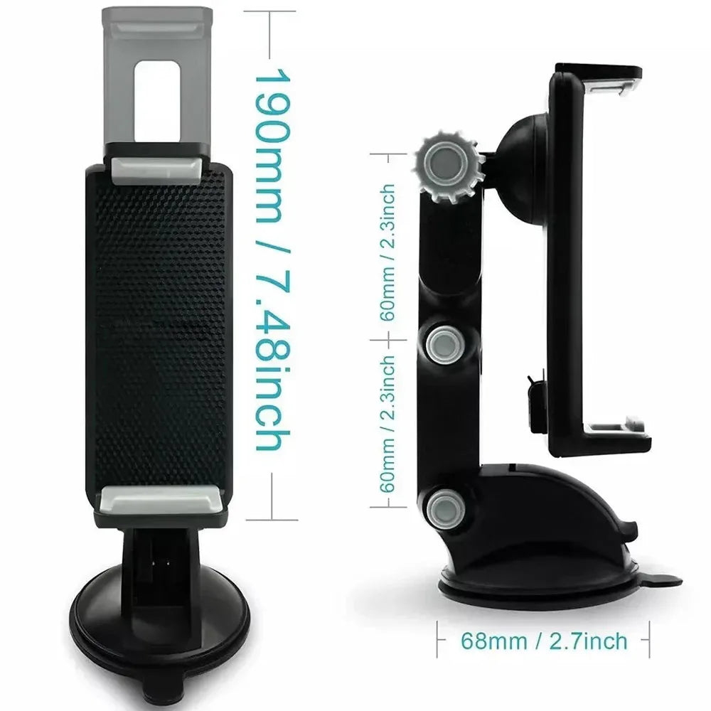 Universal Car Tablet Phone Mount Adjustable Suction Cup Windshield Dashboard Holder 360° Rotating Stand for Smartphone GPS