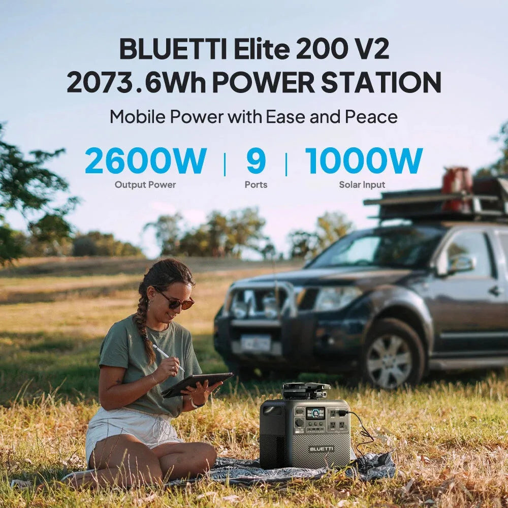 BLUETTI Elite 200 V2 Portable Solar Power Station for Camping