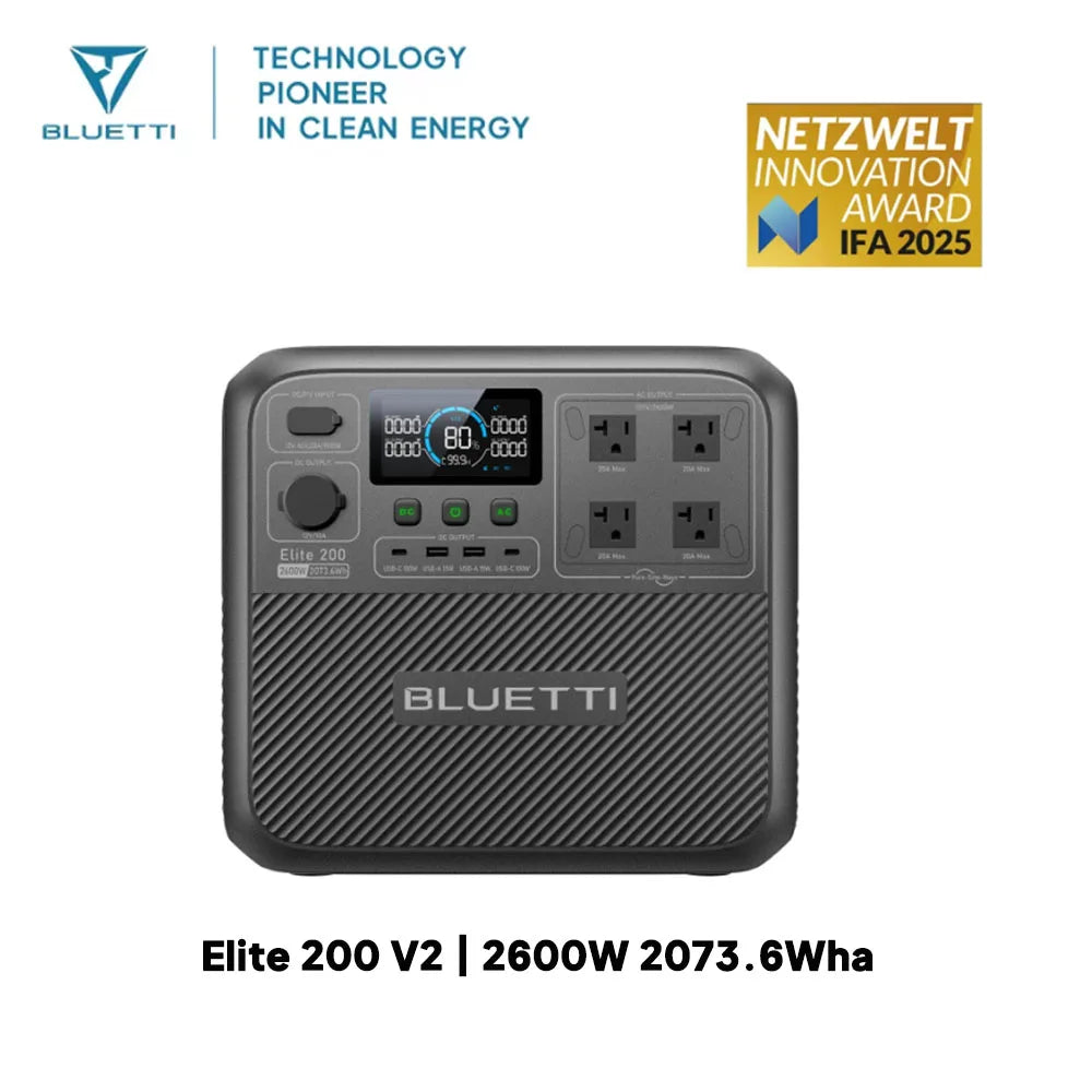 BLUETTI Elite 200 V2 Portable Solar Power Station for Camping