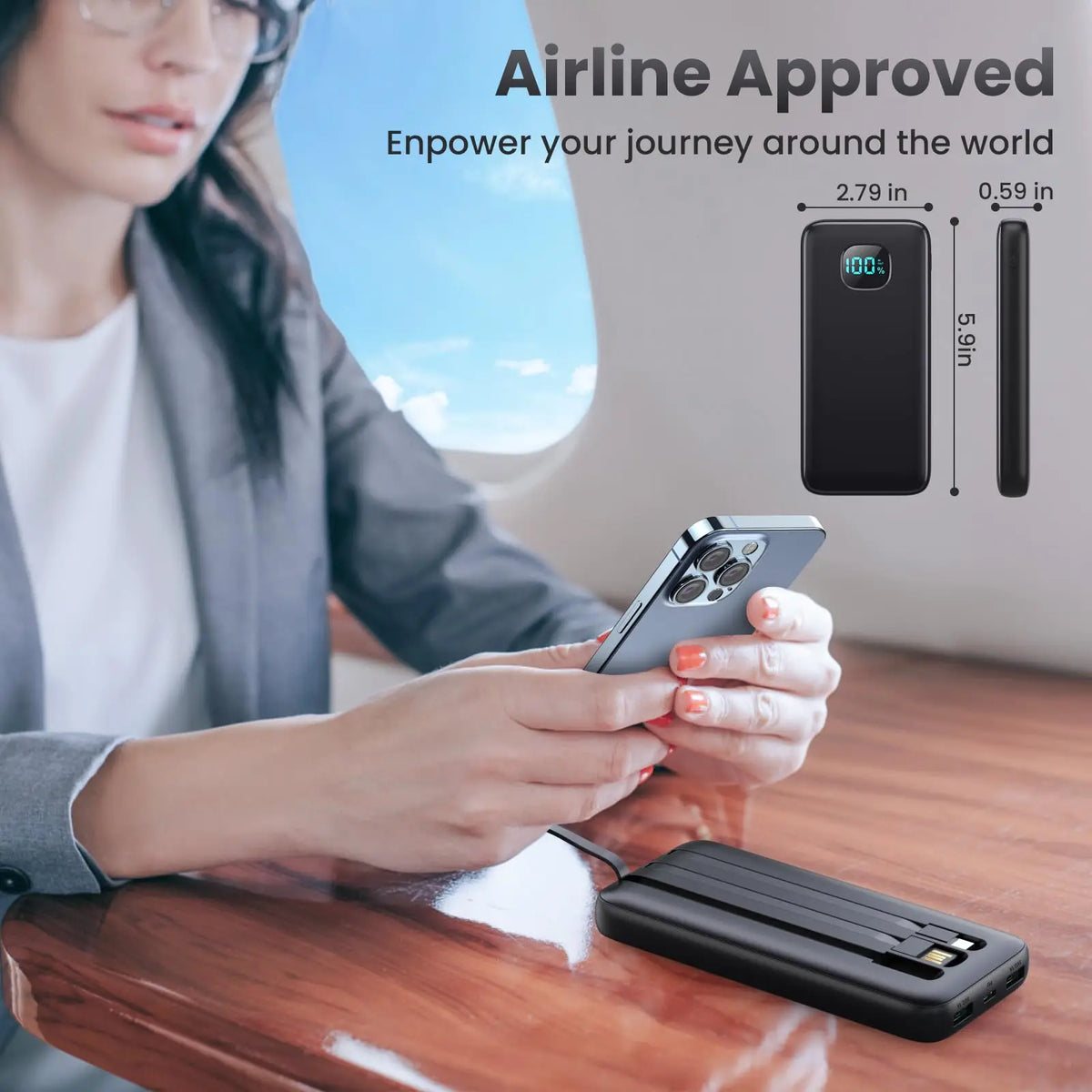 Chictree Power Bank With Built In Cables And Digital Display
