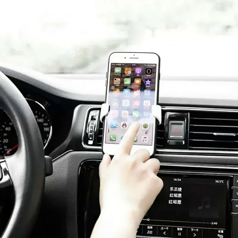 Heavy Duty Gravity Car Phone Mount Air Vent Clip Shockproof Anti Shake Mobile Phone Holder Universal Automobile Cradle Support Stand for iPhone Samsung Android Device One Hand Quick Pick Place