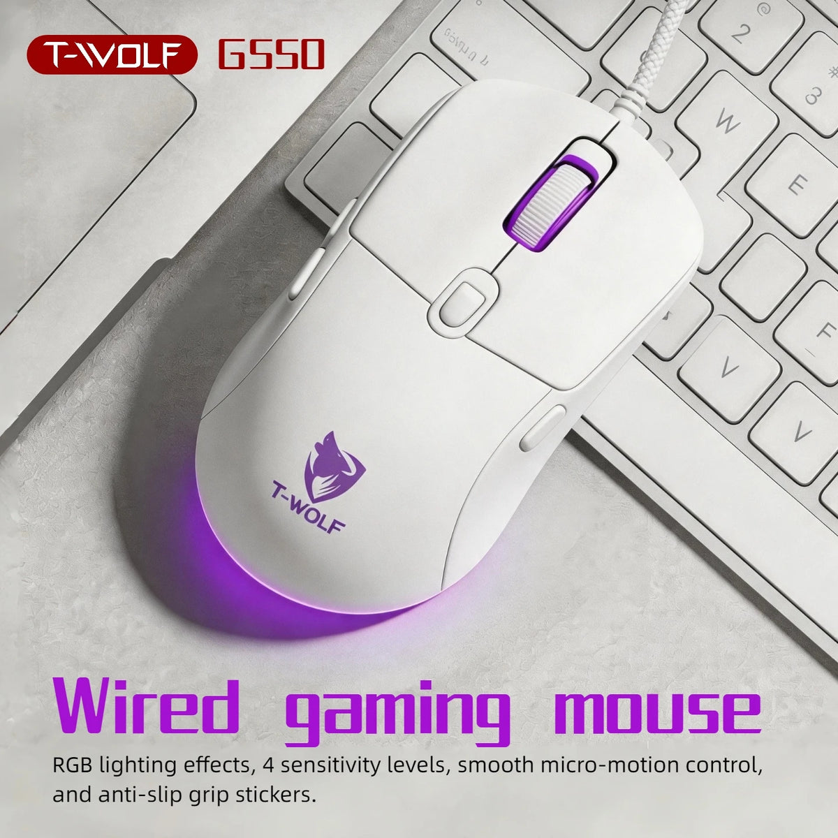 T-WOLF RGB Programmable Gaming Mouse With Six Buttons Adjustable DPI
