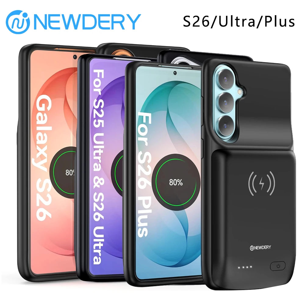 NEWDERY S26 Battery Case for Samsung Galaxy S26/Ultra/Plus Qi Wireless Portable Power Bank Rechargeable Charger Cover Battery Pack