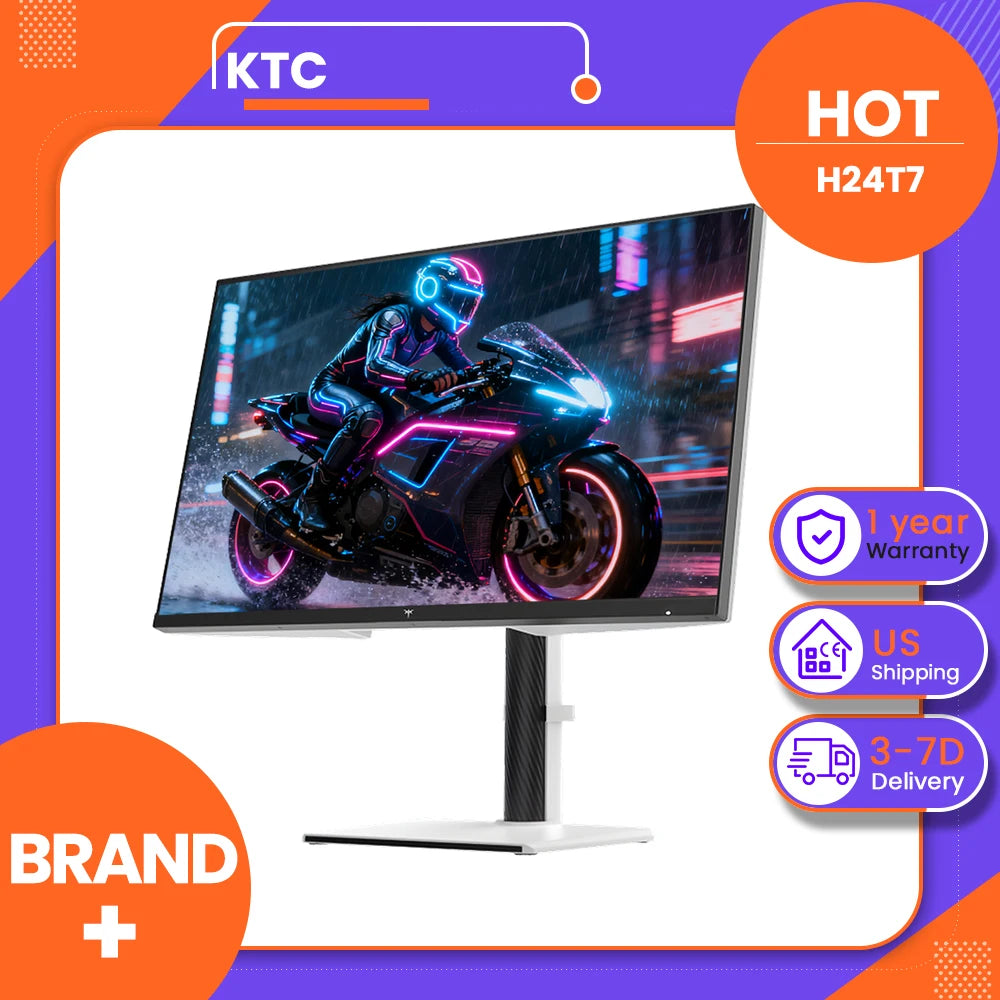 KTC H27T6 27' QHD Gaming Monitor, 2560 X 1440, 450 cd/㎡, Fast IPS Panel, 210Hz (Overclocked) Refresh Rate, 1ms GTG, HDR400, 131% SRGB, Adaptive Sync, 1.07B Colors, DP 1.4/HDMI 2.0, VESA Mount