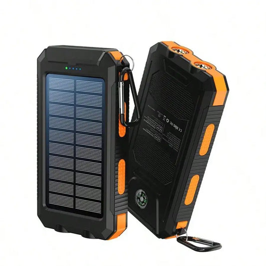 Portable Solar Power Bank Charger USB C And LED Flashlight