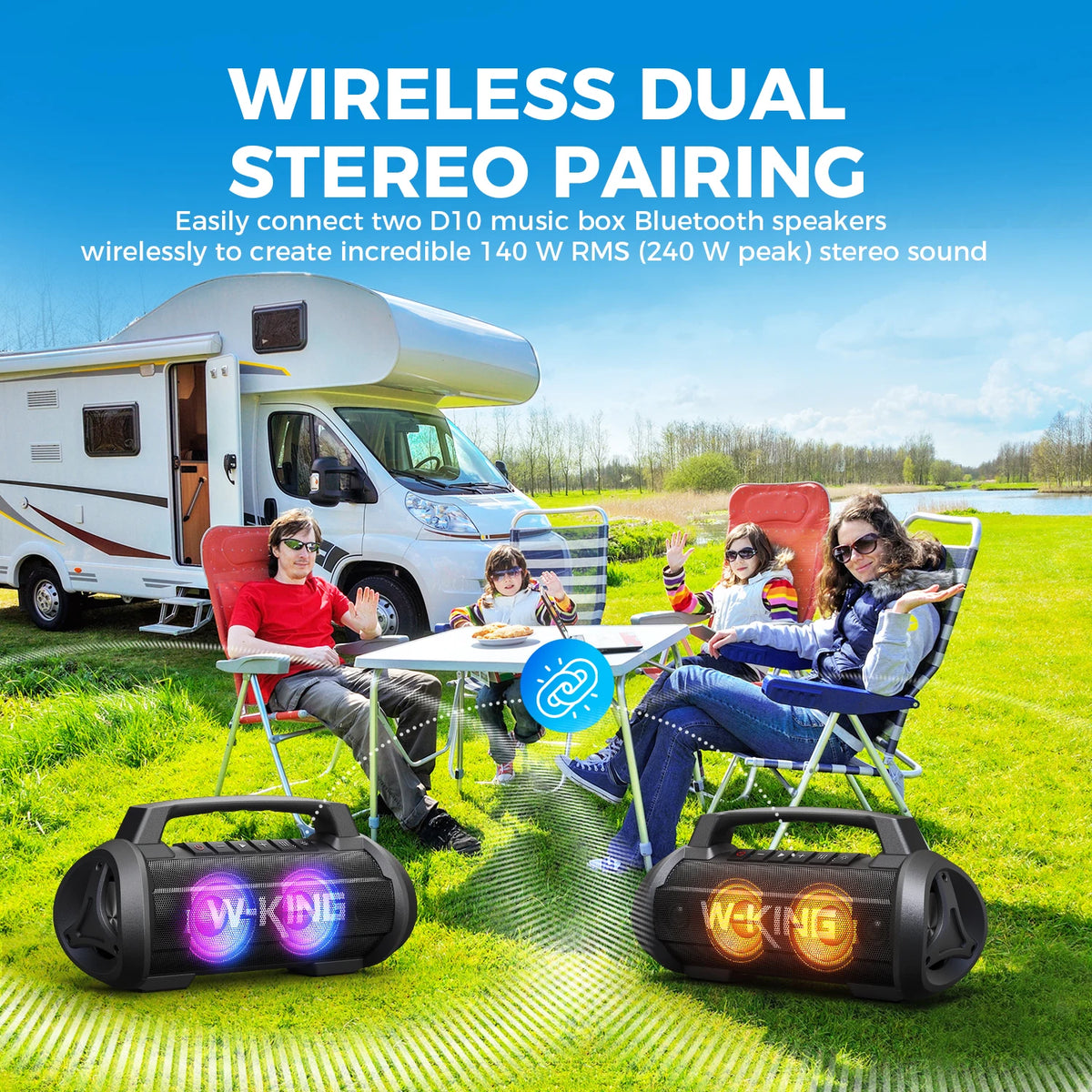 W-King D10MIC Portable Bluetooth Speaker With Wireless Microphone