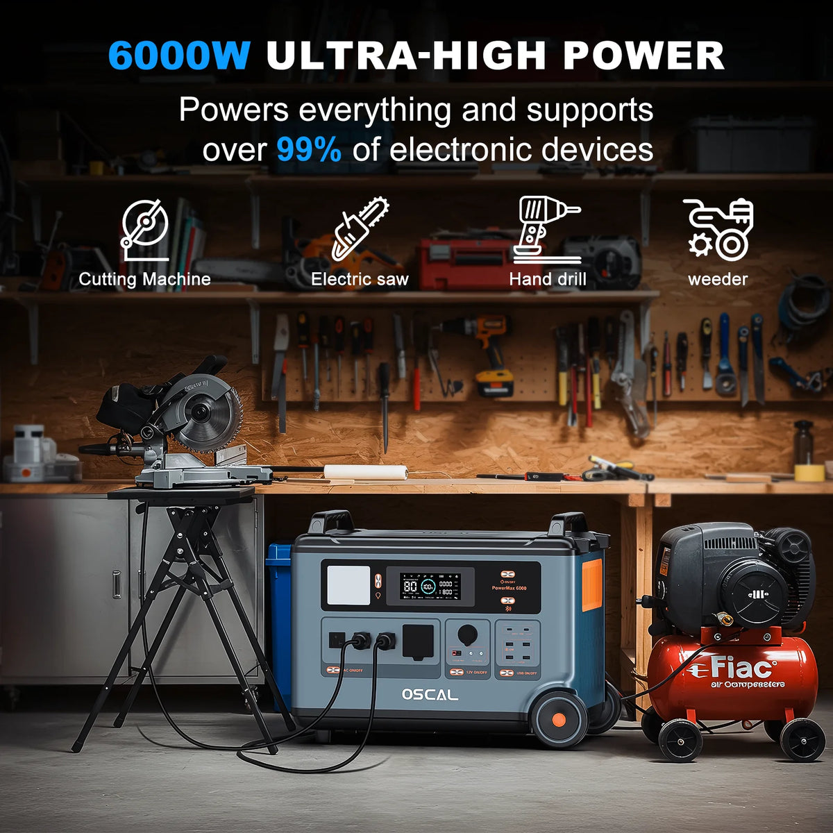 OSCAL PowerMax6000 Portable Power Station With LiFePO4 Battery