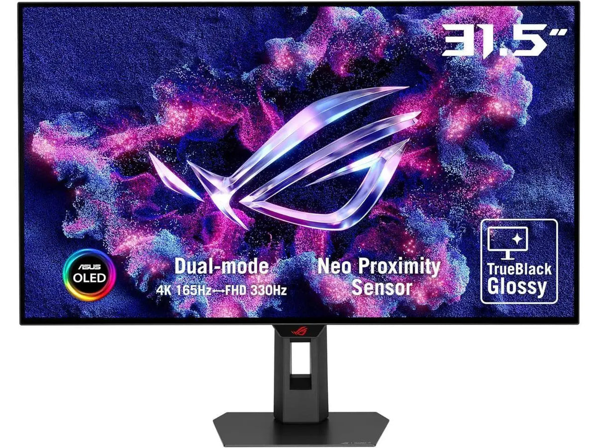 ASUS ROG Strix 32'' DUAL MODE UHD 4K 165Hz Full HD 330Hz FreeSync Premium Pro & G-Sync Compatible HDR400 USB-C KVM OLED Gaming Computer Monitor with Height Adjustable, Swivel, Tilt Stand XG32UCWG