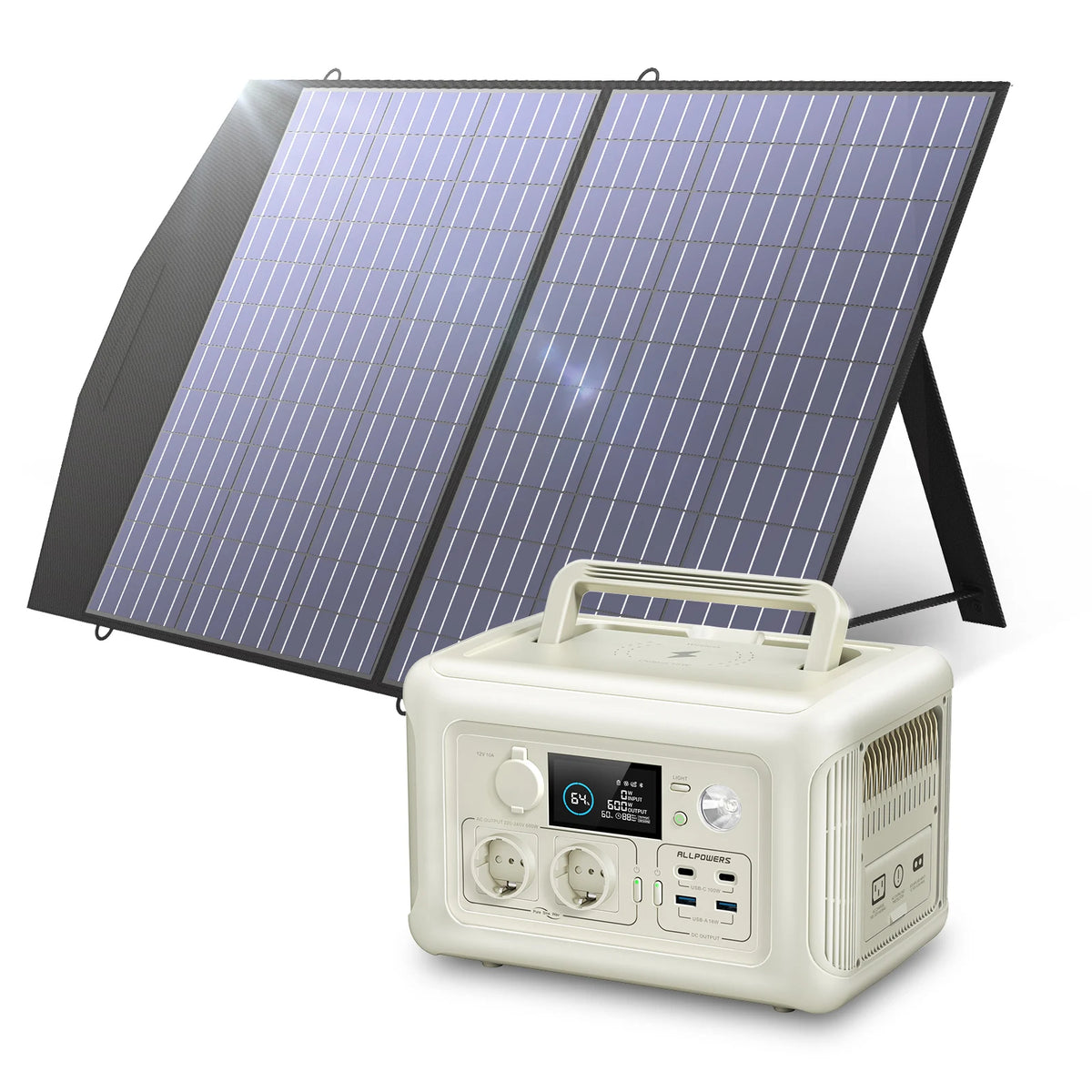 ALLPOWERS Portable Solar Panel Kit With LiFePO4 Power Station