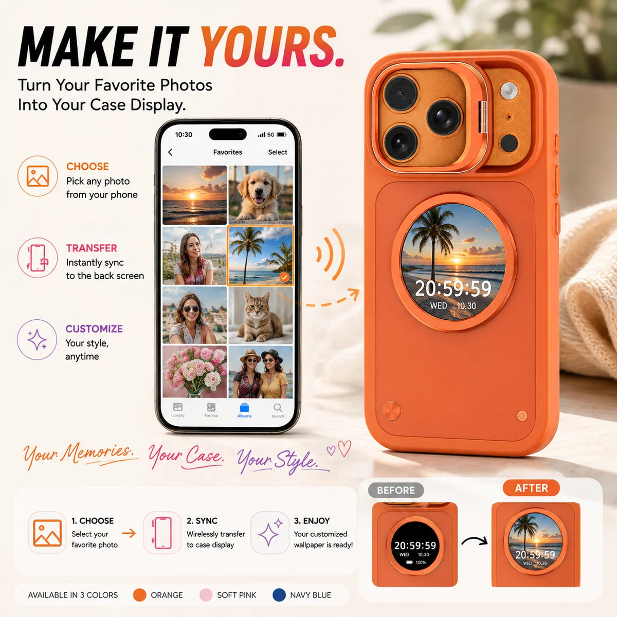 Smart Display Phone Case With Camera Preview And Message Alerts