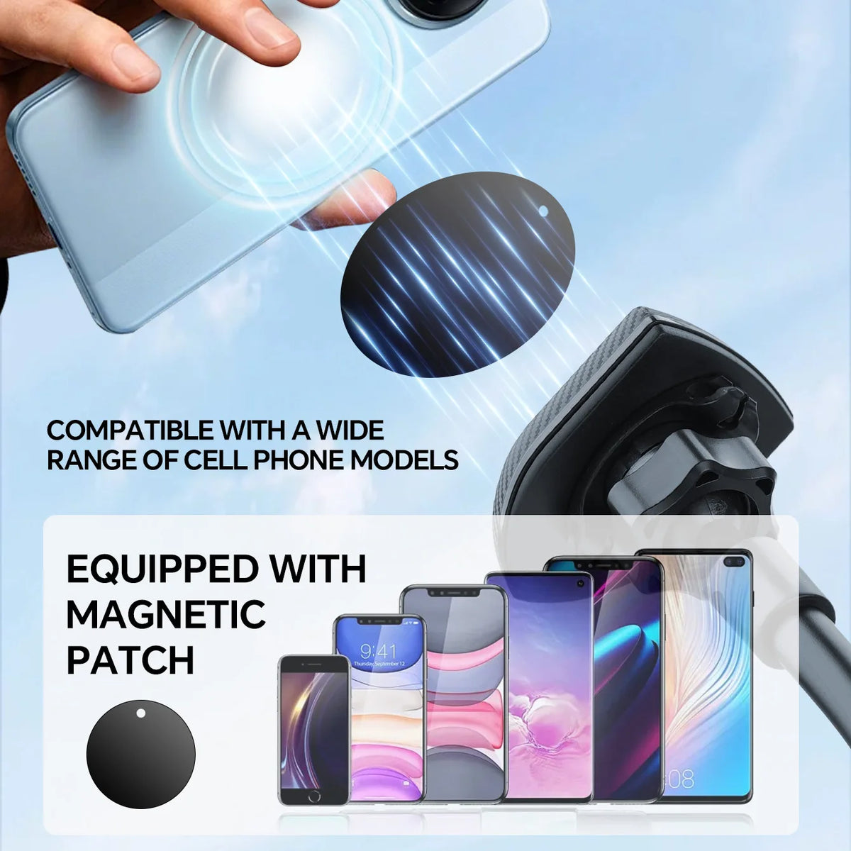 TINKSEN Magnetic Upgraded Car Phone Holder, a universal Car Phone Holder Suitable for Instrument Panels, Compatible with iPhone, Samsung, and All Android Smartphones