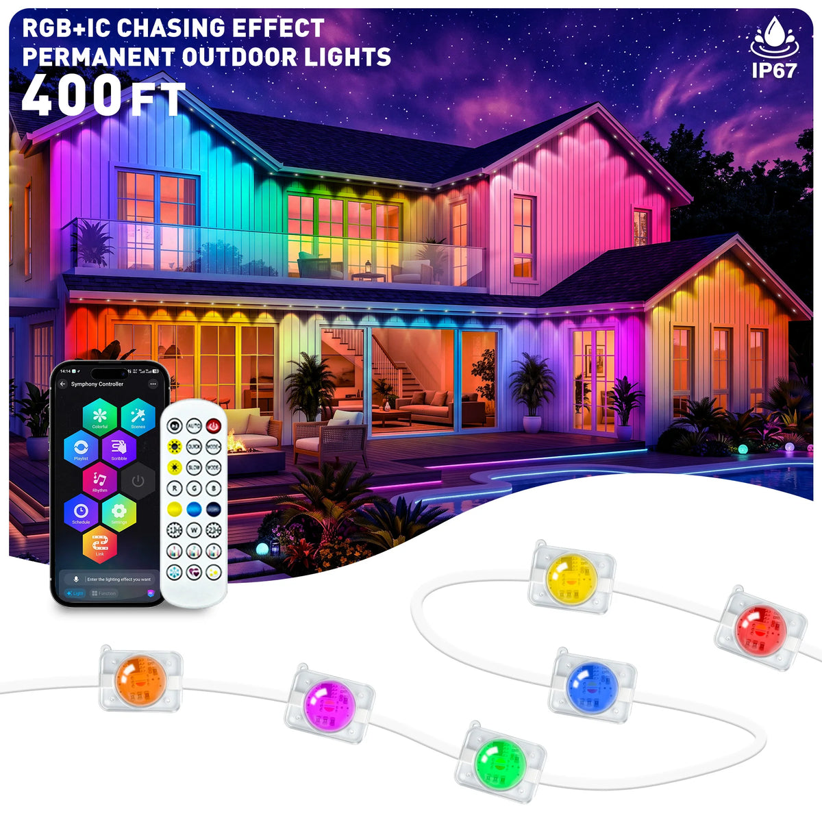 AILBTON Permanent Outdoor Eaves Lights With App And Remote Control