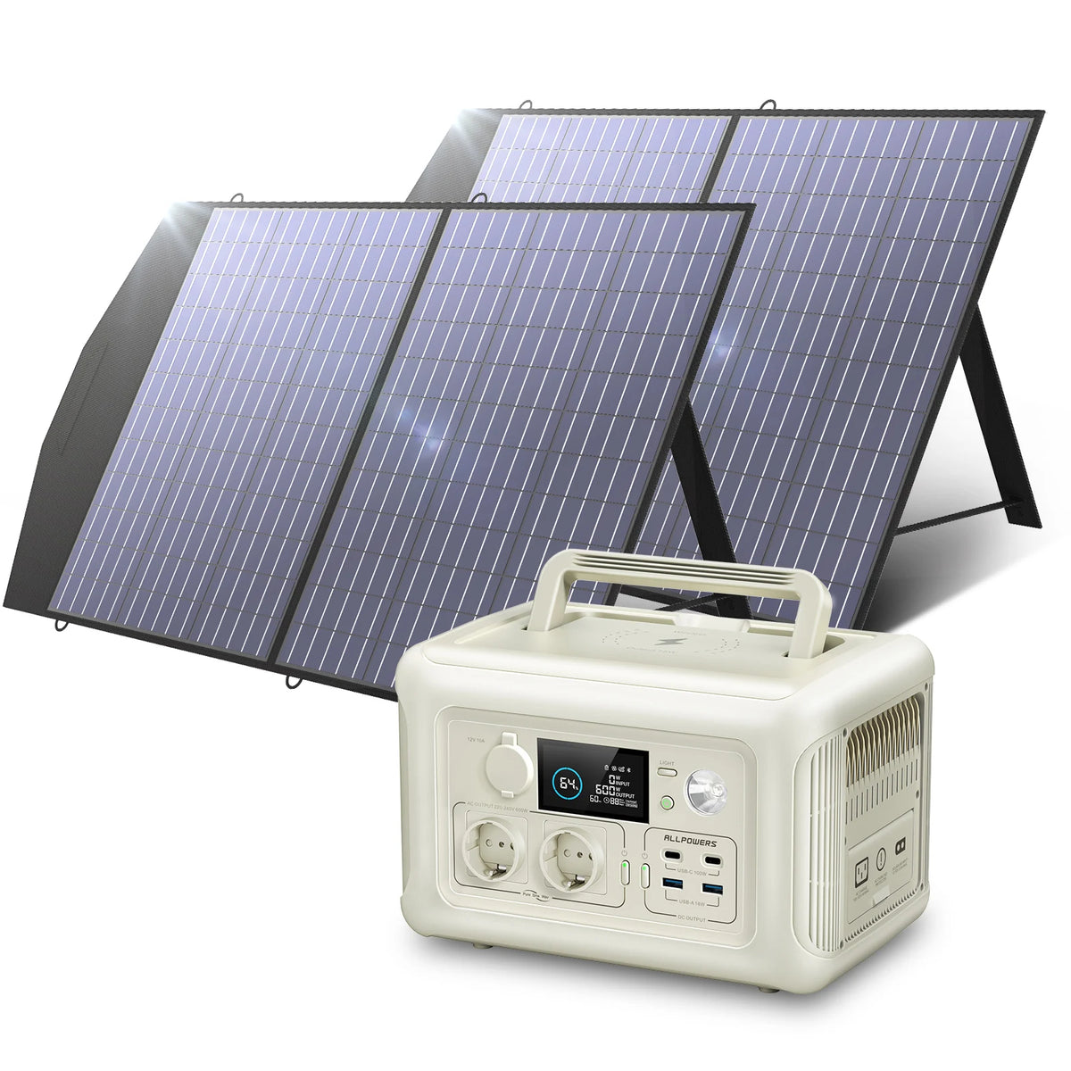 ALLPOWERS Portable Solar Panel Kit With LiFePO4 Power Station