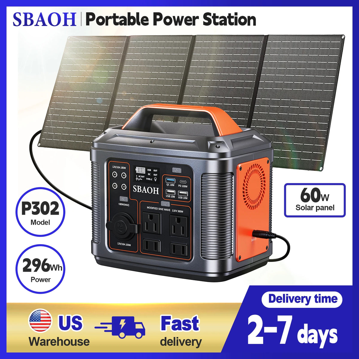 SBAOH Portable Power Station for Camping and Emergency Backup