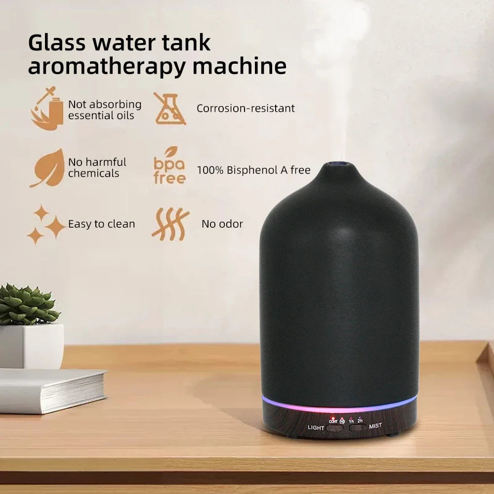 200ml Cool Mist Aroma Diffuser Humidifier 7 Color LED Lights With 3 Essential Oils Timer Function USB Portable Air Humidifier Holiday Gift for Family Men Women