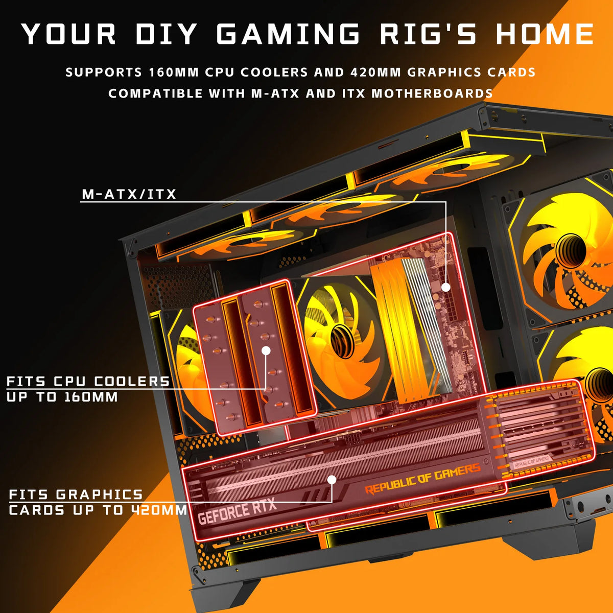 Micro ATX Gaming Case With Tempered Glass And ARGB Fans