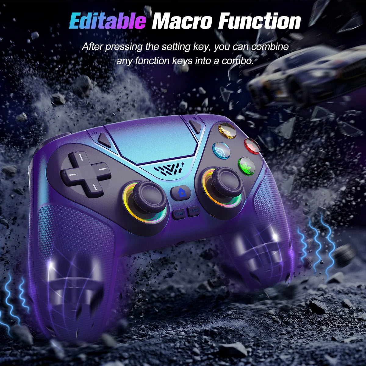 For Playstation 5 Controller RGB Wireless Gaming Controller Bluetooth Gamepad Controller PS5 With Macro/Turbo Dual Sense Vibrati