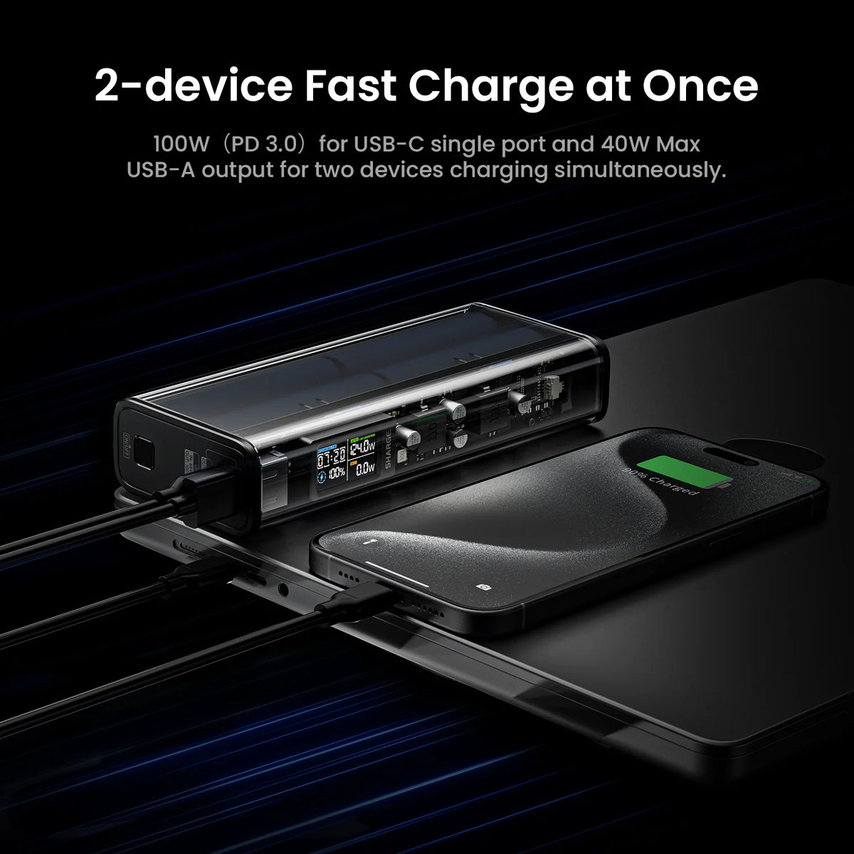 Sharge 140W Laptop Power Bank With Smart Display Dual Ports