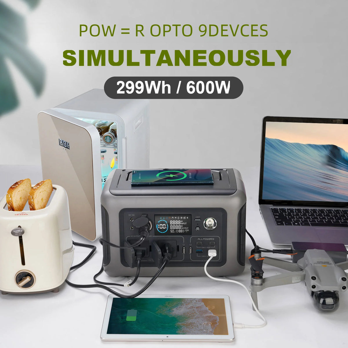 ALLPOWERS Portable Power Station With LiFePO4 Battery For Camping