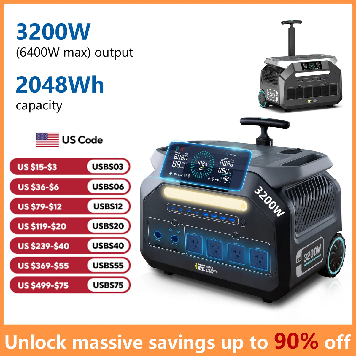 IEE Portable Power Station With Solar Charging For Home Backup
