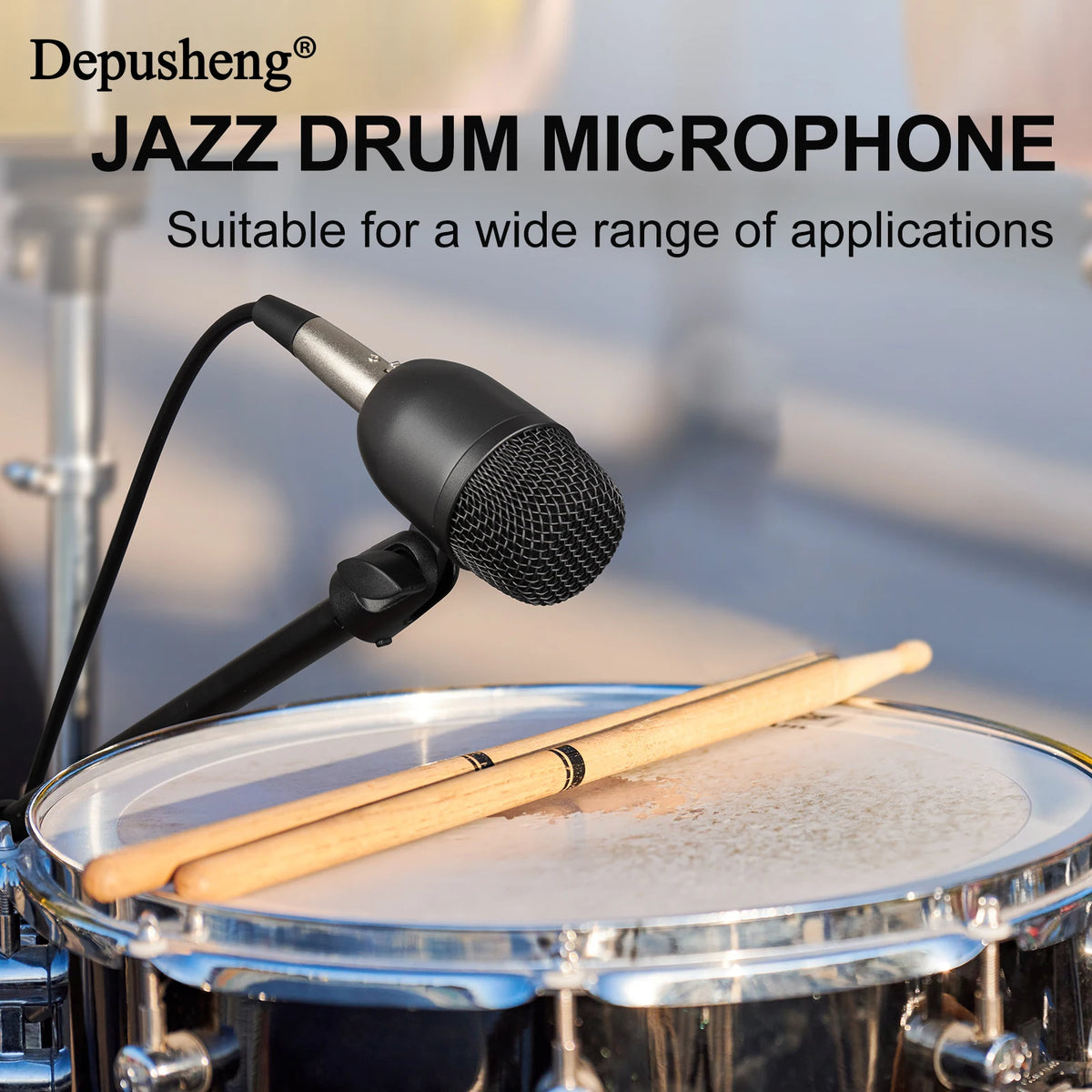 Dpusheng Wired Dynamic Drum Microphone Bass/Kick Instrument Tom/Snare Cymbals Mic Set for Studio Recording and Live Performa