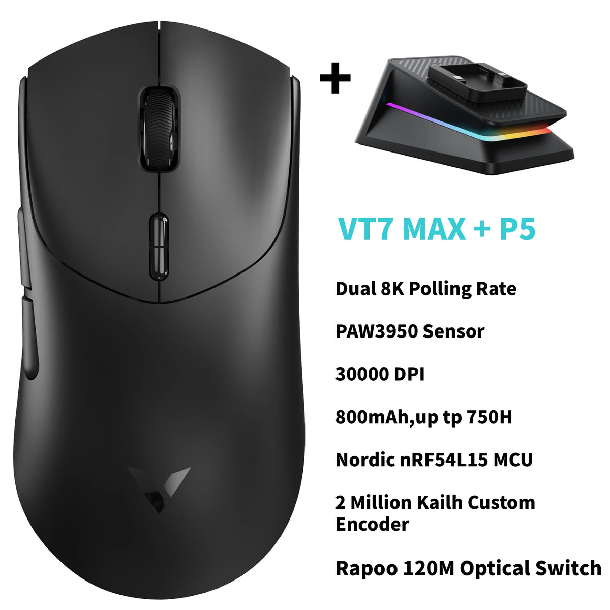 Rapoo VT7 Max Wireless Gaming Mouse With 8K Polling Precision