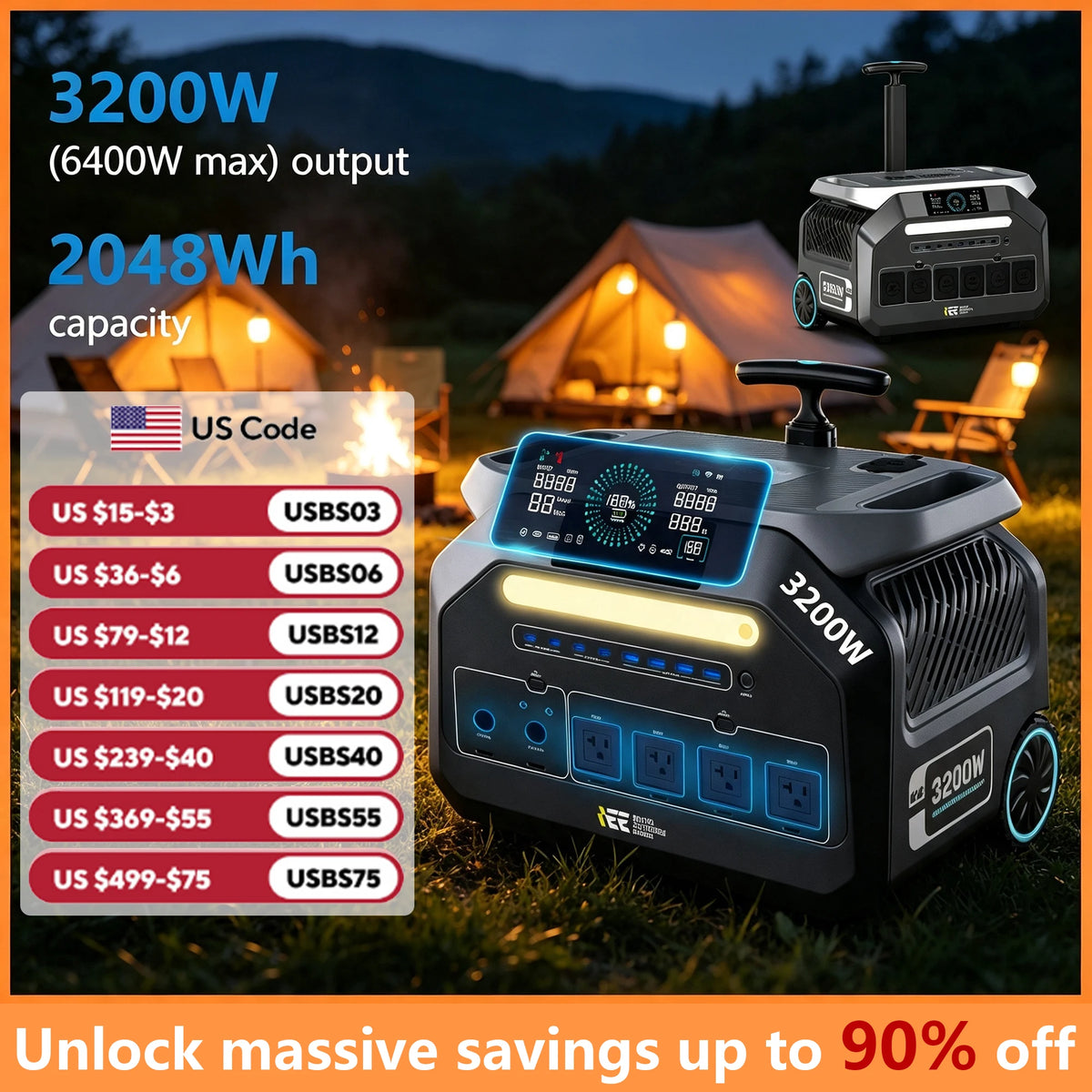 IEE LiFePO4 Portable Power Station for Home Backup