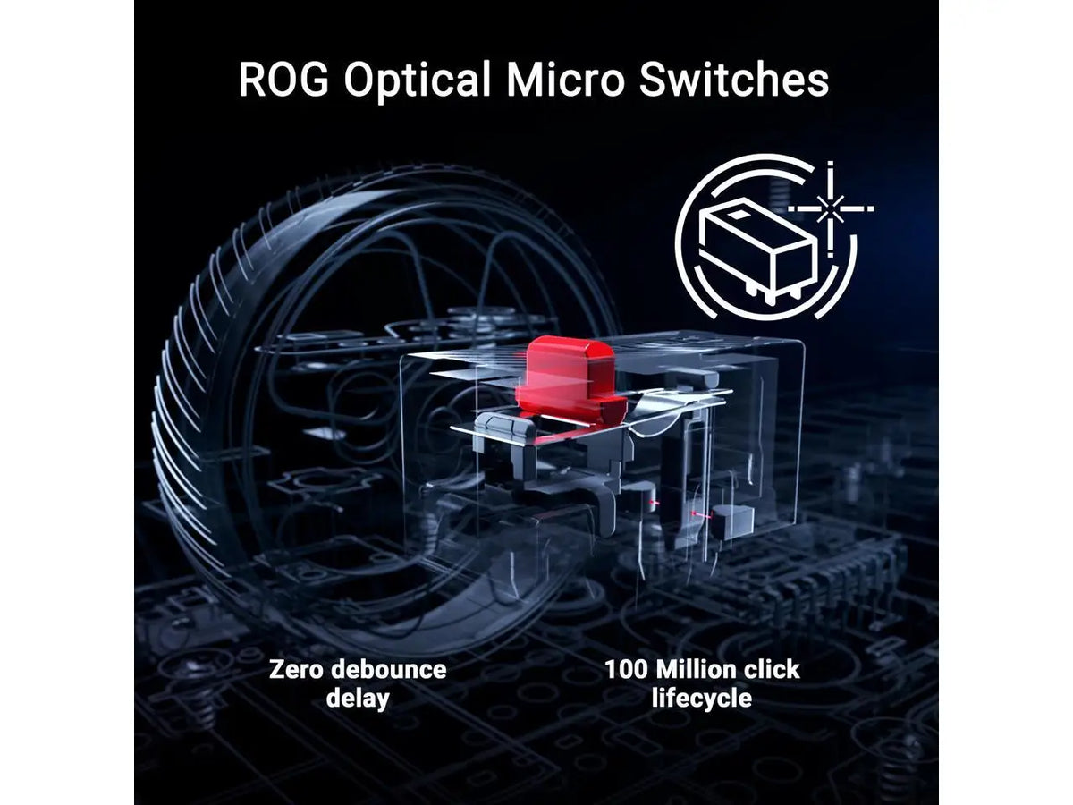 ASUS ROG Keris II WL Ace (54-gram ergonomic mouse, 42000-dpi, ROG Micro Switch, SpeedNova wireless technology, ROG Polling Rate Booster, 4000 Hz in wireless mode, up to 8000 Hz in wired mode) - Black