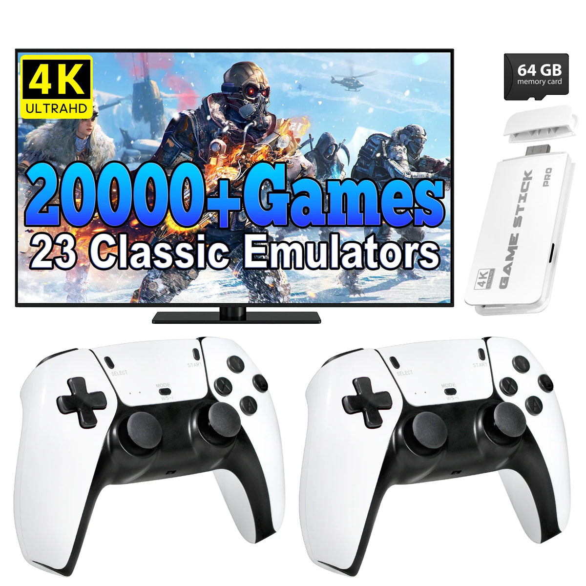 AISLPC Retro Gaming Console Stick With Dual Wireless Controllers
