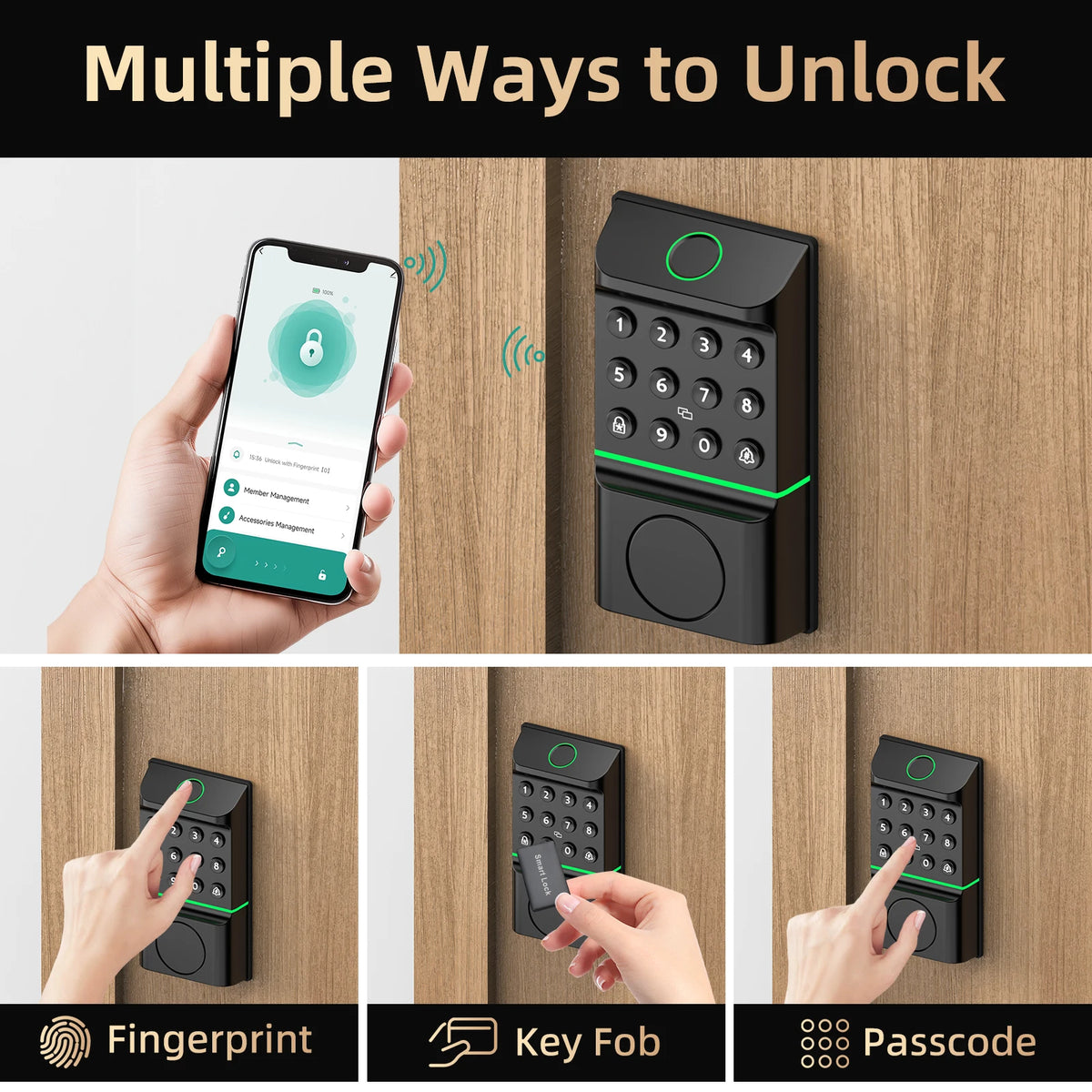 Viladepot Smart Fingerprint Door Lock With Bluetooth Keypad Access