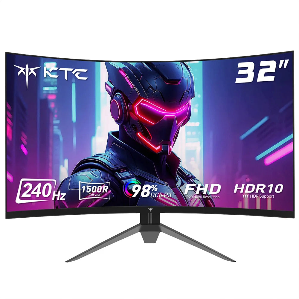 KTC H32S17F 32'' Curved Gaming Monitor, 1920*1080 HVA Panel, 240Hz Refresh Rate, 125% SRGB, 3500:1 Contrast Ratio, Adaptive Sync, HDR10, 3ms Response Time, 2*HDMI2.0 1*DP1.4 1*USB2.0 1*Audio, VESA Mount, Adjustable Tilt, Low