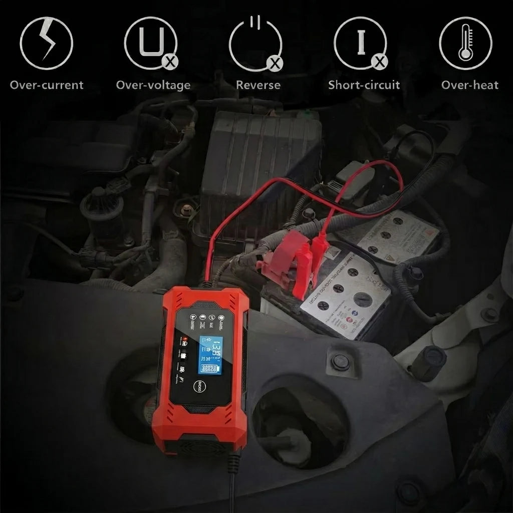 EAFC Battery Repair LCD Display 6A 12V Intelligent Car Battery Charger Car and Motorcycle Battery Charging Unit Lead-Acid