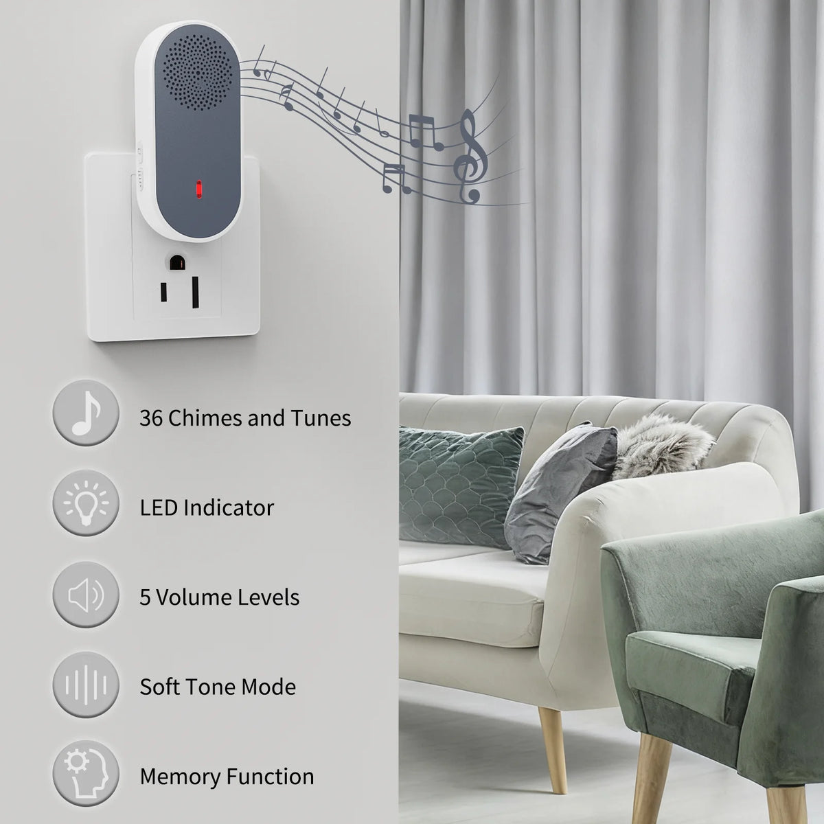 PGST Wireless Doorbell With Musical Chimes And Remote Controls