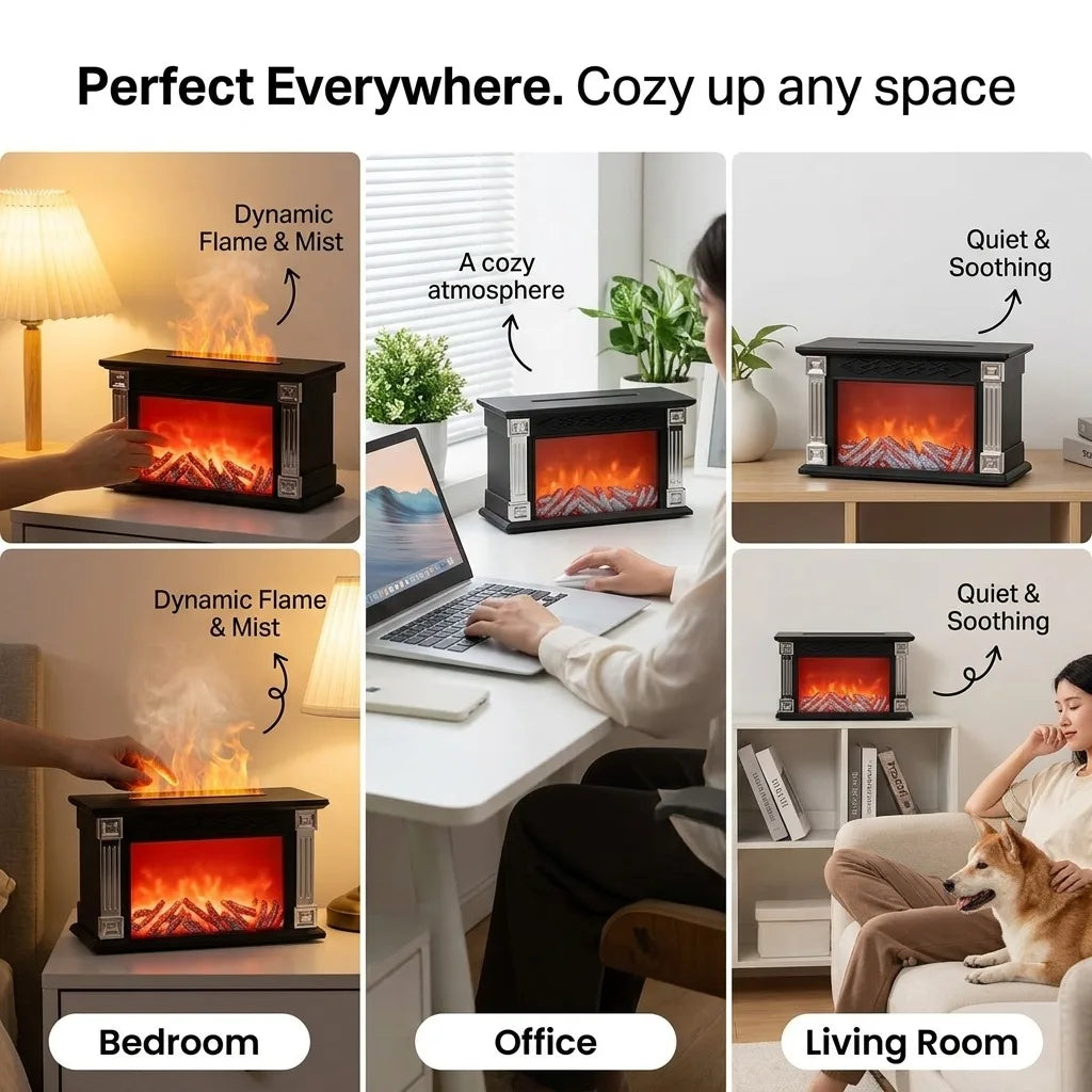10.15 oz Sonic Technology Atomizing 3D Flame Lamp Aroma Diffuser, Remote Control, Silent Operation, Auto Shutdown, Air Humidifier, Timer, Dual Spray Modes. Suitable for Home, Office, Christmas Decorations, and Gifts.