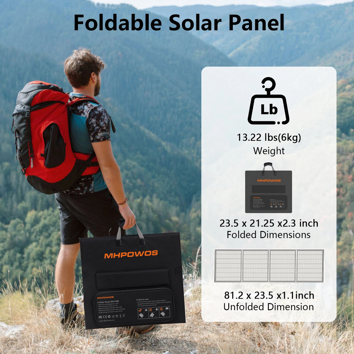 MHPOWOS Portable Foldable Solar Panel Charger for Power Stations