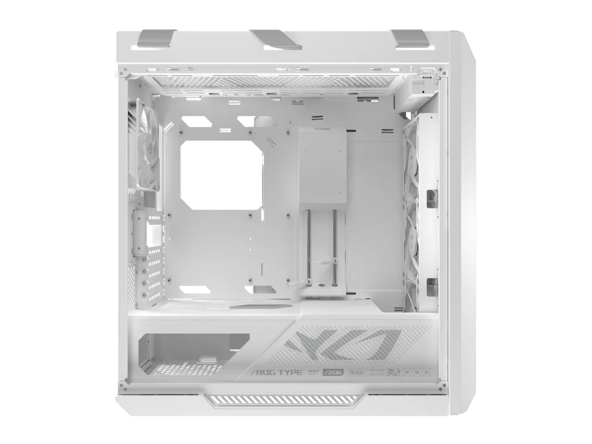 The ASUS ROG Strix Helios II White Edition is an EATX mid-tower gaming PC case featuring dual tempered glass panels and an aluminum diamond-grille design, four pre-installed fans for advanced cooling,