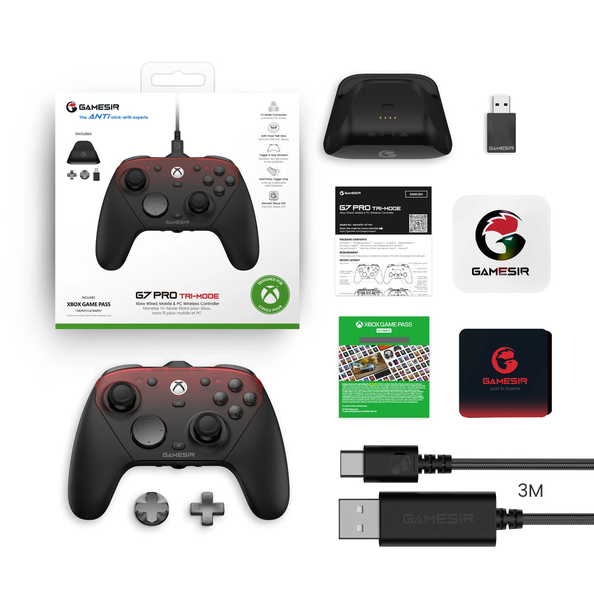 GameSir G7 Pro Wireless Controller for Xbox Series X|S, PC, iOS, Android with TMR Anti-Drift Sticks, Hall Effect Triggers, Charging Dock