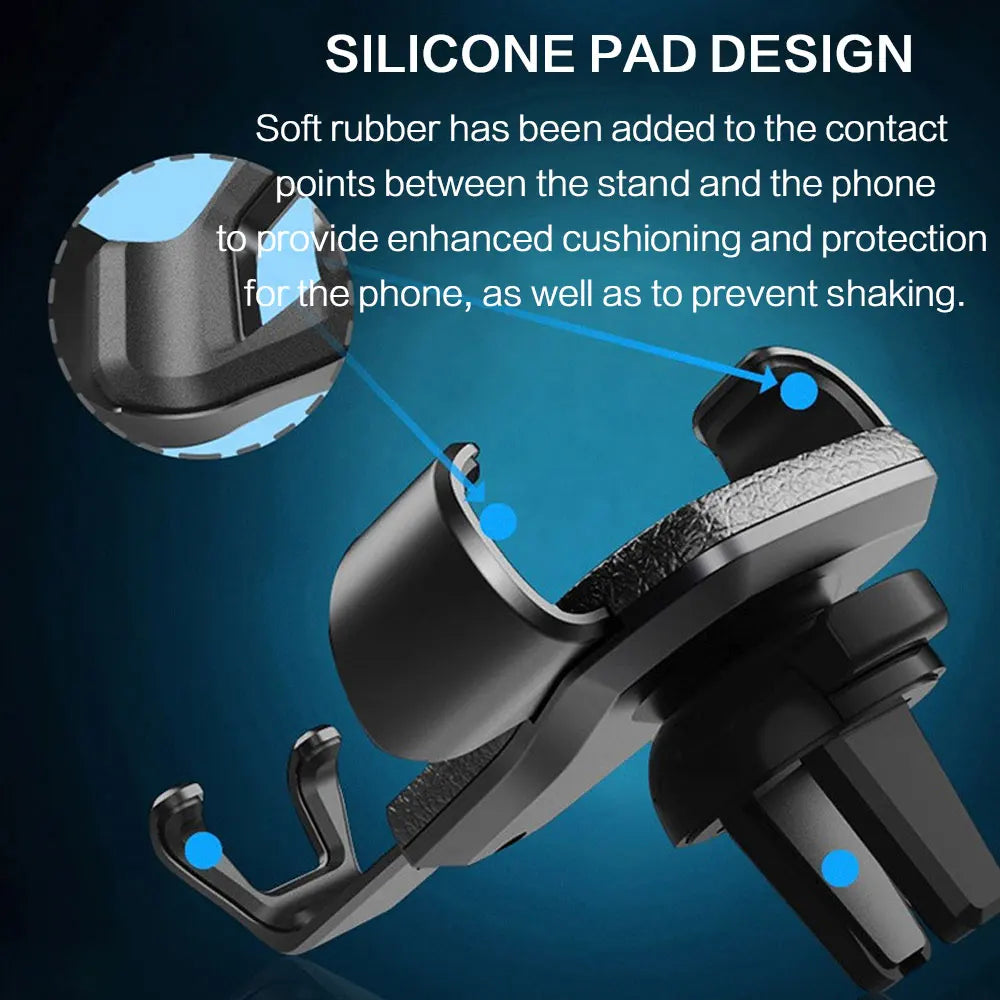 Heavy Duty Gravity Car Phone Mount Air Vent Clip Shockproof Anti Shake Mobile Phone Holder Universal Automobile Cradle Support Stand for iPhone Samsung Android Device One Hand Quick Pick Place