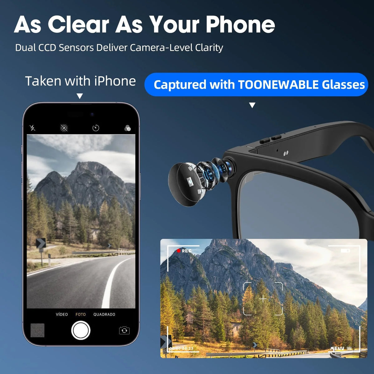 Smart Camera Glasses With HD Video Translation And Audio