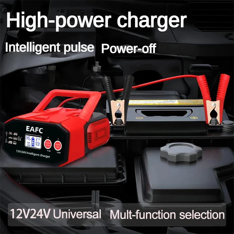 400W High Power Car Truck Smart Battery Charger 12/24V Automatic Identification Digital Display Battery Charging