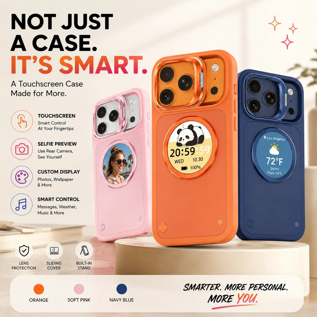 Smart Display Phone Case With Camera Preview And Message Alerts