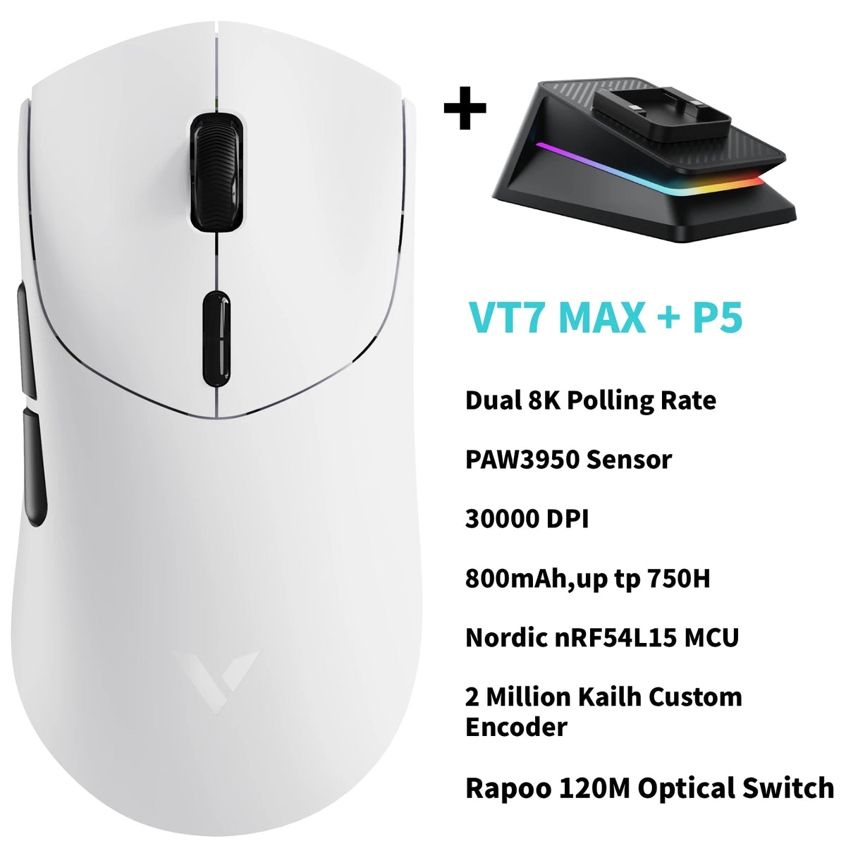 Rapoo VT7 Max Wireless Gaming Mouse With 8K Polling Precision