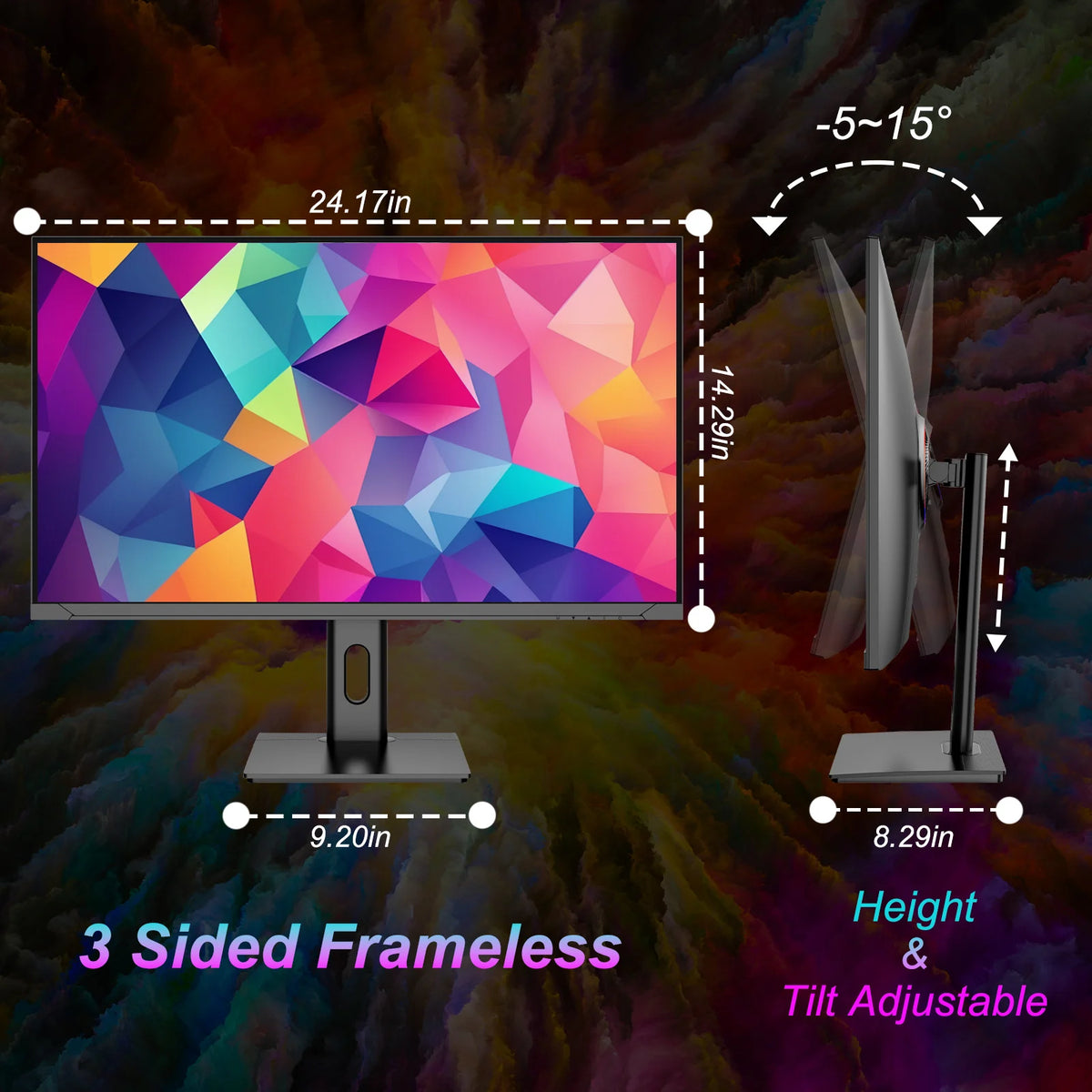 LXZ 27 Inch Gaming Monitor, 144Hz UHD 4K 3840x2160P PC Screen, True 4K Clarity, 4x More Pixels Than FHD Computer Screen with FreeSync, Support Wallmount 75x75mm, Gift, Christmas Gift, for Gamers, Esports Display, Modern Displ