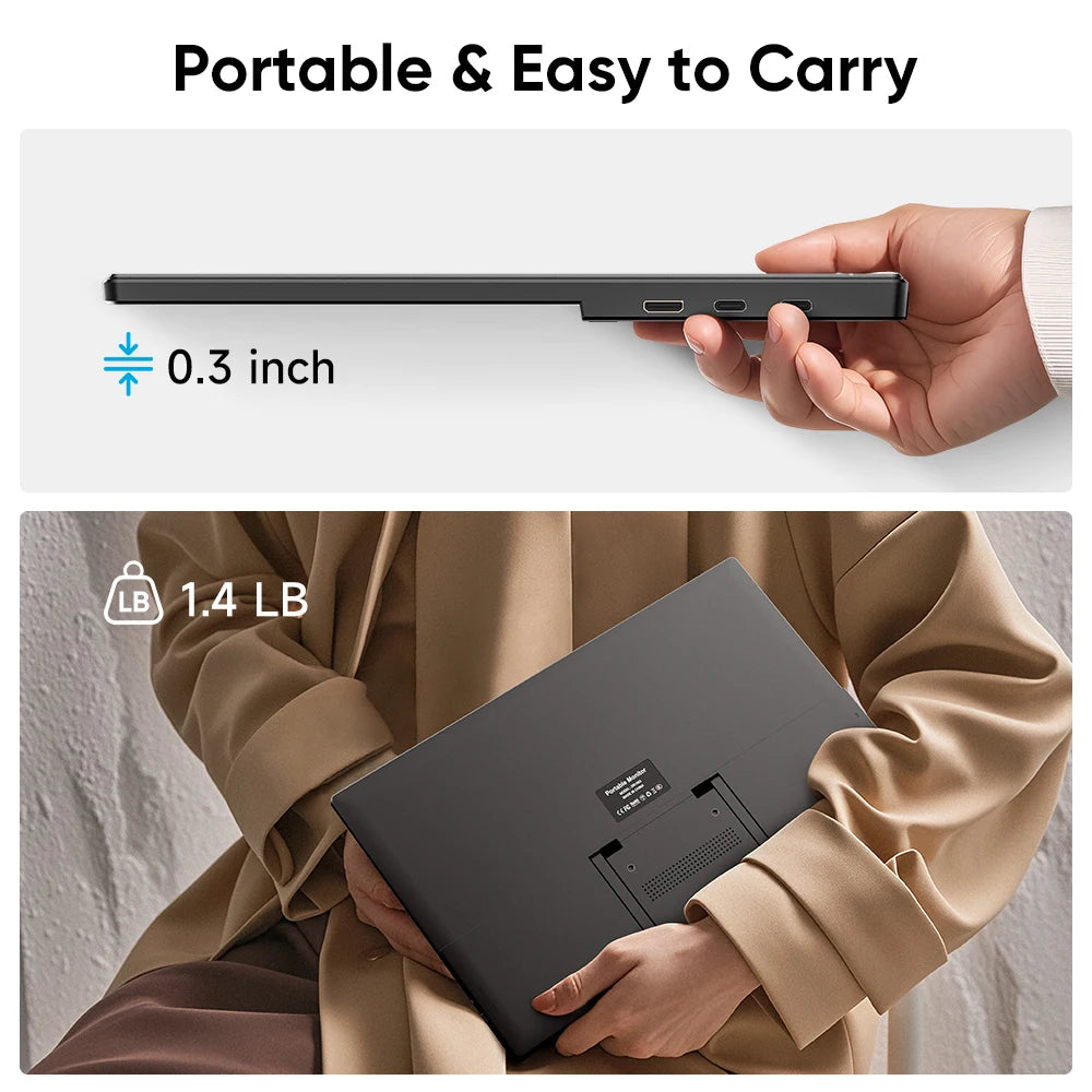 Dopesplay Portable Full HD IPS Monitor With Built In Speakers