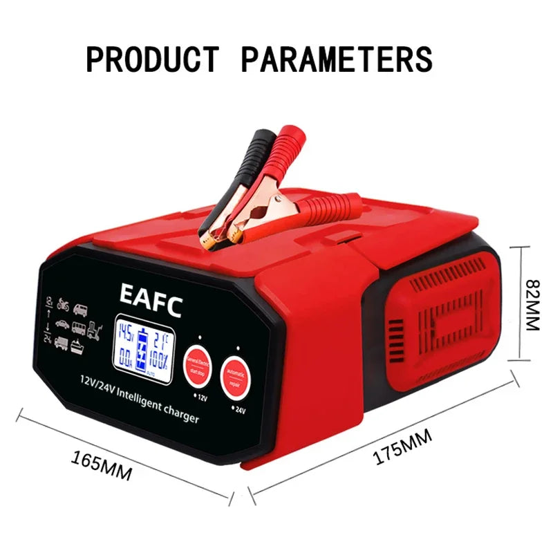 400W High Power Car Truck Smart Battery Charger 12/24V Automatic Identification Digital Display Battery Charging